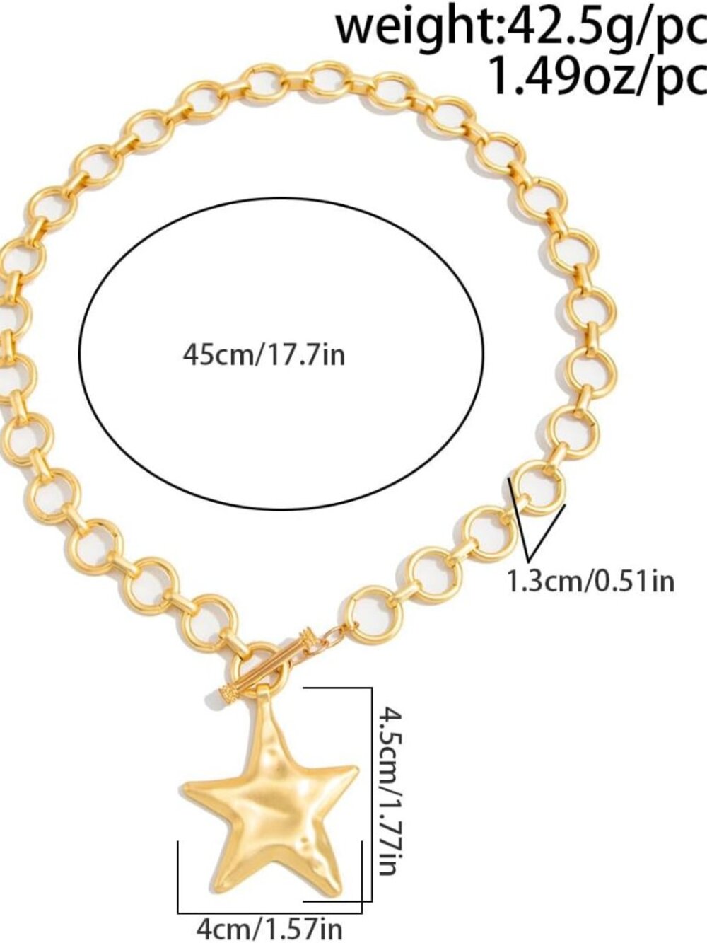 Chunky Star Necklace for Women Trendy Big Statement Necklace Large Star Pendant - Picture 7 of 7
